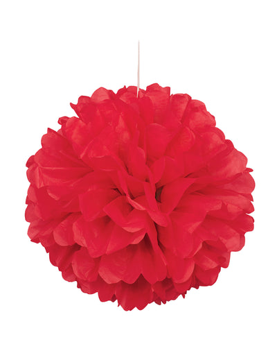 Pompon à suspendre en papier rouge