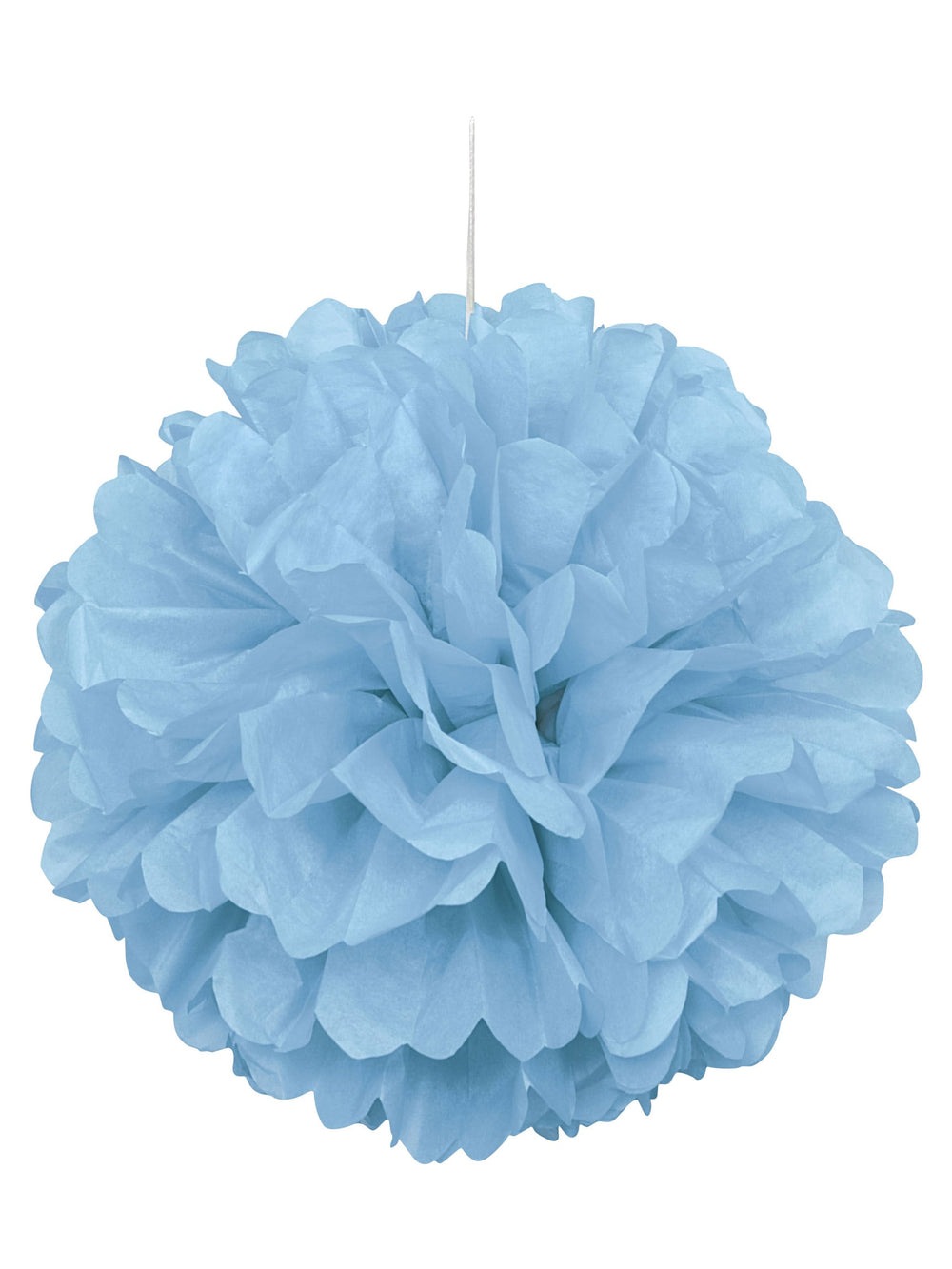 Pompon en papier pour décoration de mariage bleu pastel