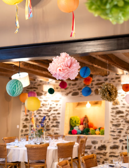 Ružový papierový pompon 40 cm, dekoratívna guľa 