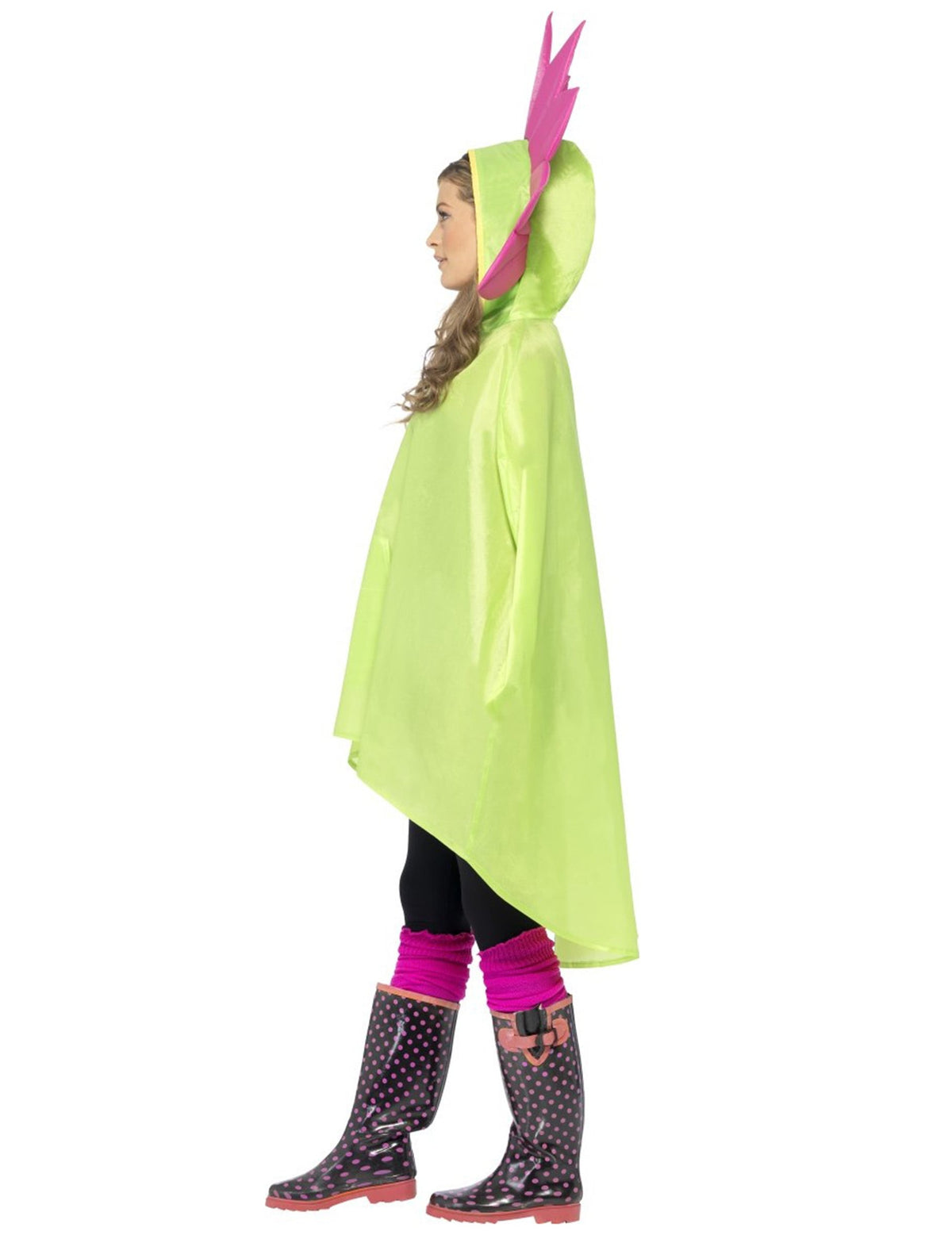 Vue de profil du poncho fleur pour adulte