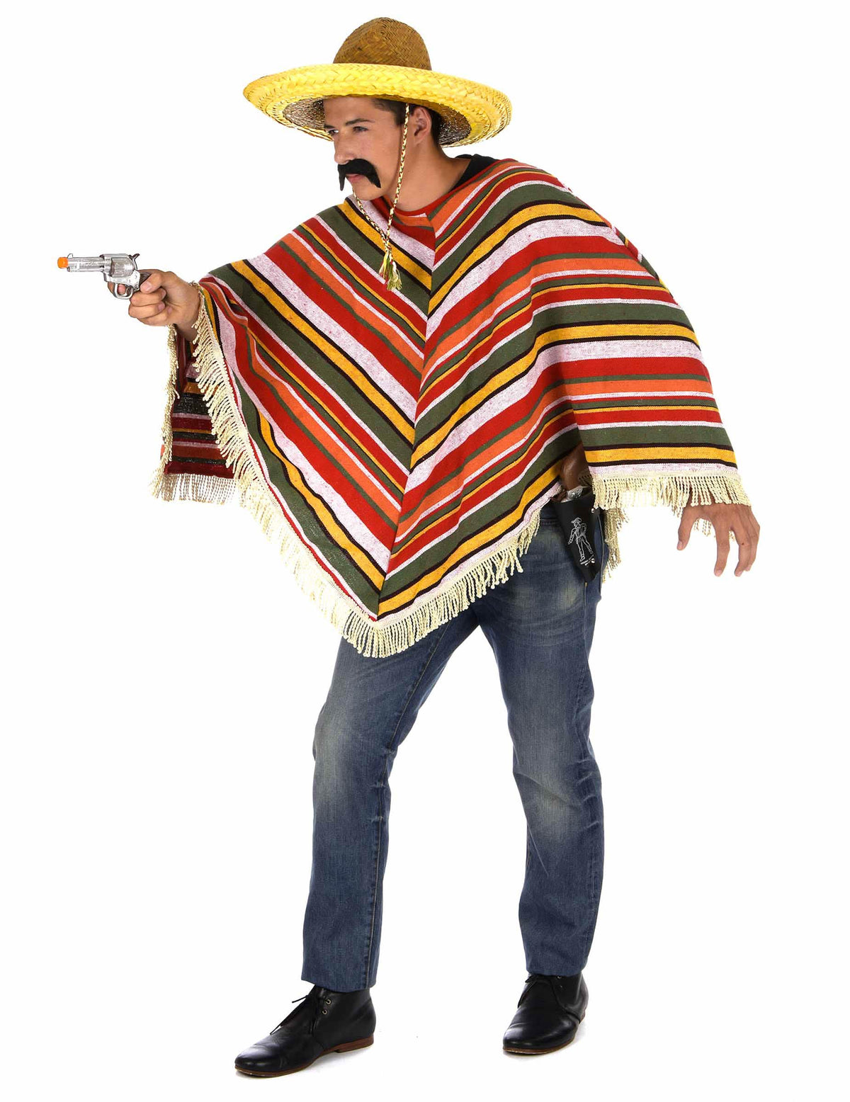 Bočný pohľad na mexické pončo pre dospelý