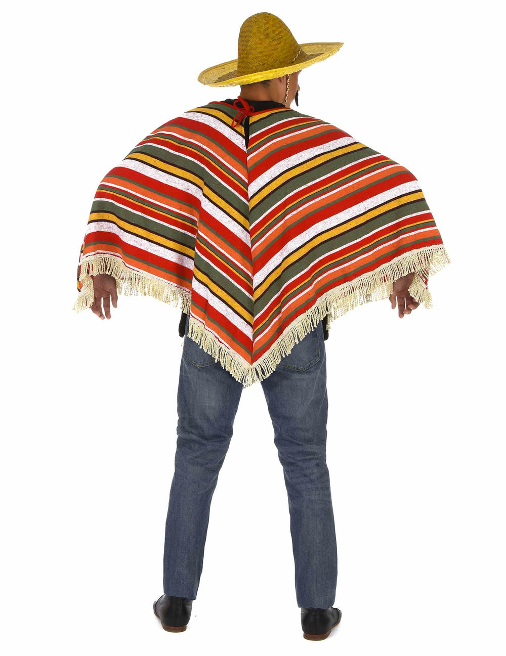 Pohľad zozadu na mexické pončo pre dospelého