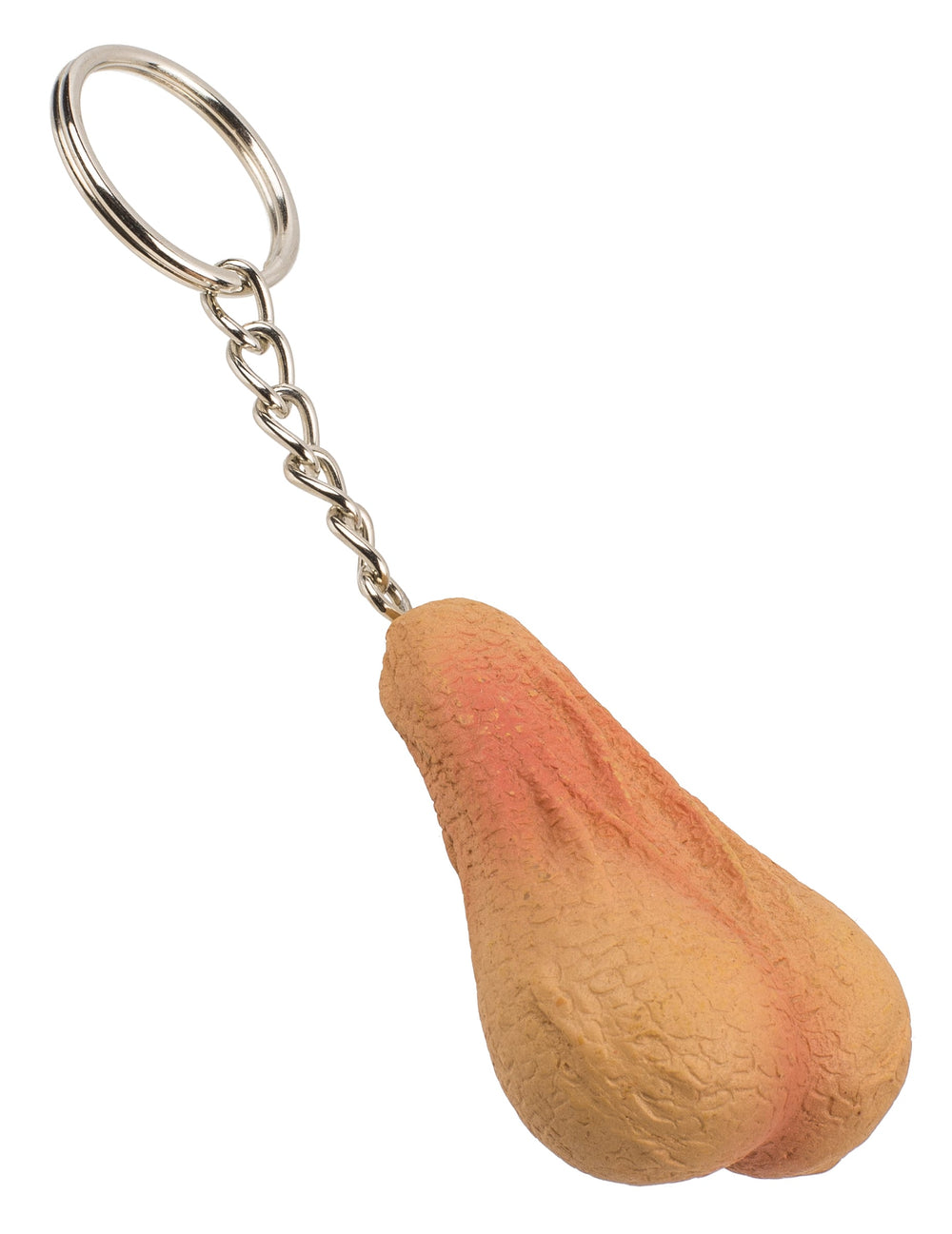 Vue de profil du porte clé coquin testicules