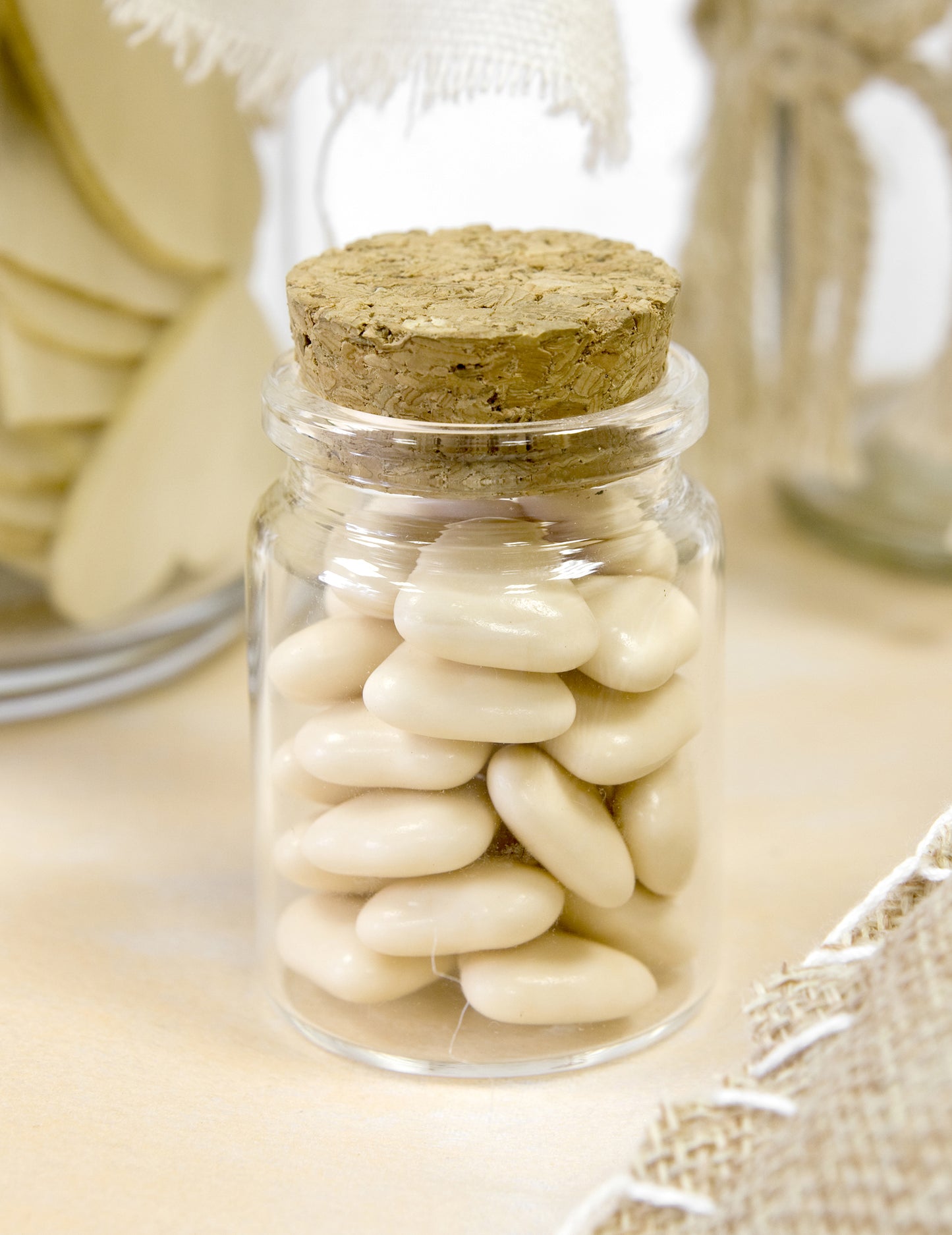 Sklenená dóza na koreniny s korkovou zátkou, 5,3 x 5,3 x 4 cm