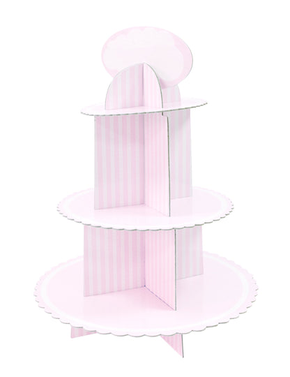 Biely a ružový kartónový stojan na muffiny 30 x 42 cm na narodeniny