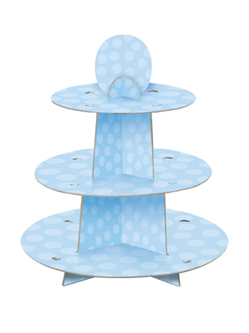 Modrý stojan na tortu 34 x 30 cm bodkovaný kartón