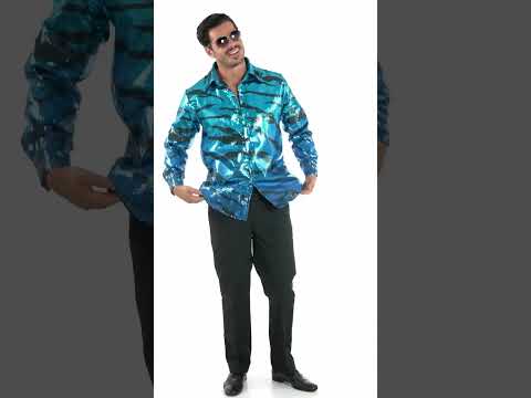 Chemise à sequins vague bleue homme