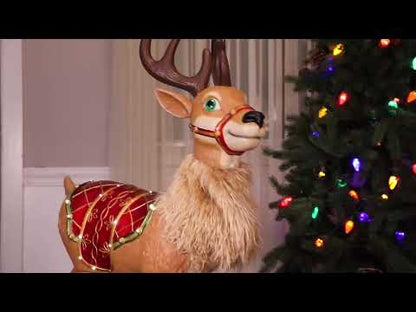 Animovaná vianočná dekorácia, rozmarný sob, 120 cm