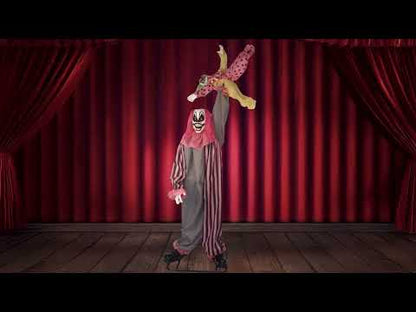 Animované a zvukové dekorácie strašidelné klaun Držanie dievčaťa 210 cm