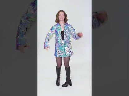 Luxusný holografický fazetovaný kostým pre ženy