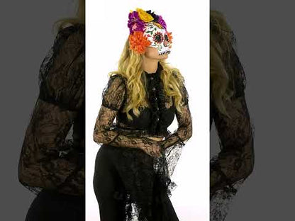 Maska na Deň mŕtvych s kvetmi a motýľmi (dospelá)