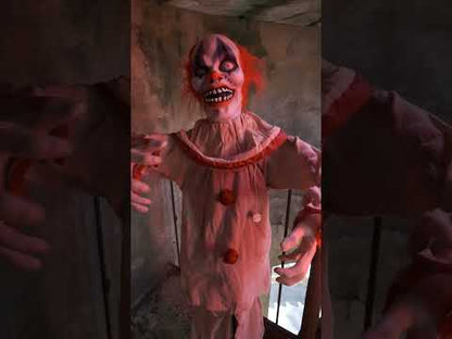 Strašidelná animovaná dekorácia klauna 153 cm