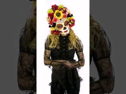 Polomaska lebky pre dospelých s farebnými kvetmi