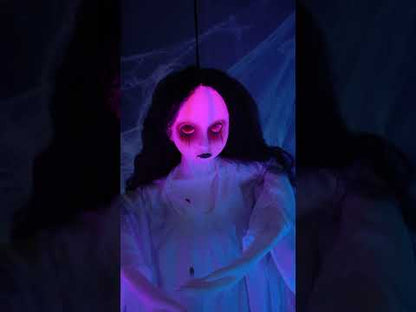 Svetelná biela dáma visiace dekorácie 90 cm Halloween