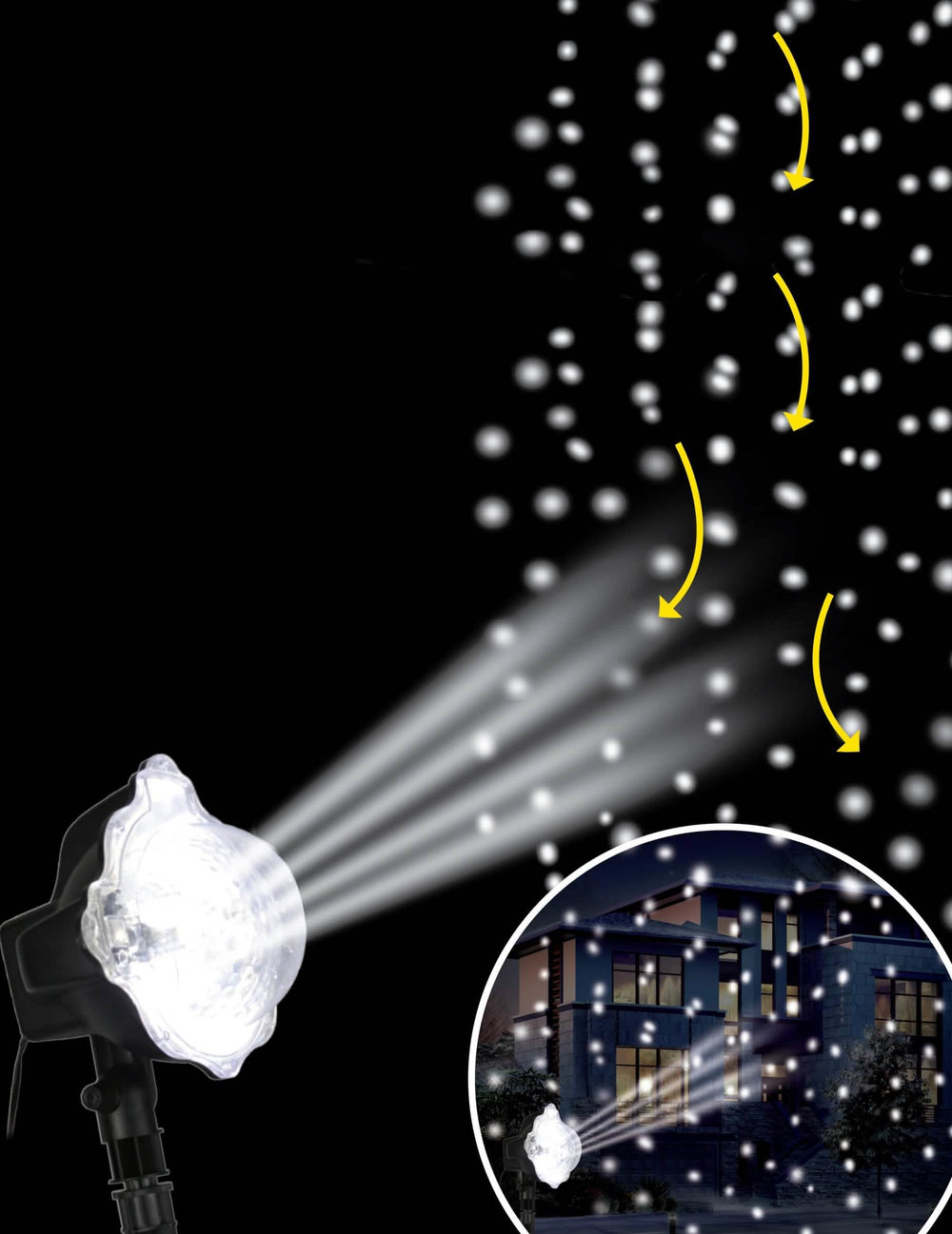 LED projektor so snehovým efektom pre exteriér biela