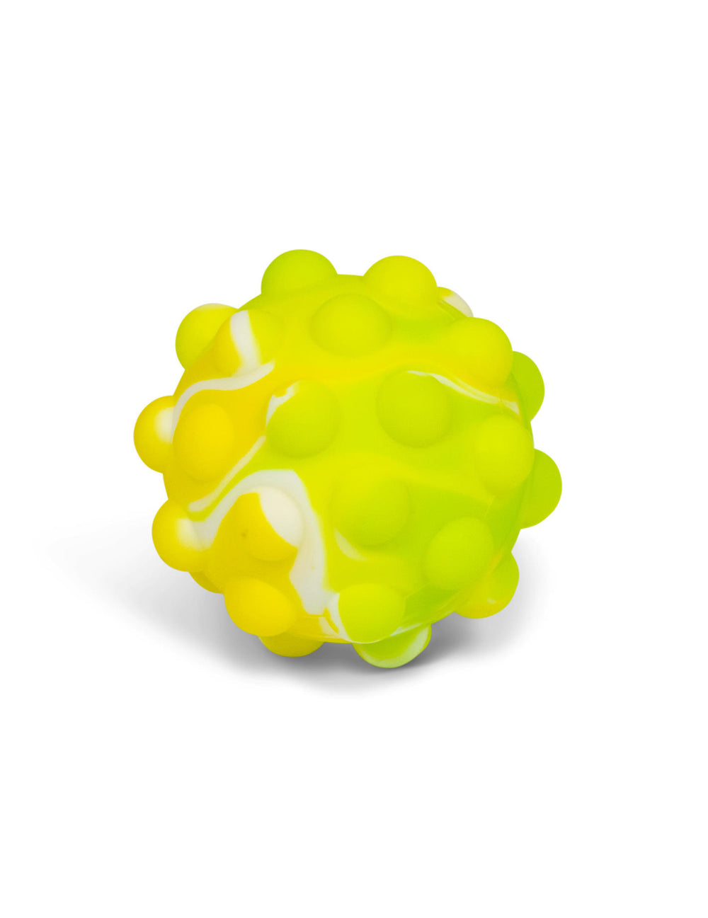 Variante jaune et verte de la balle push poppers anti-stress