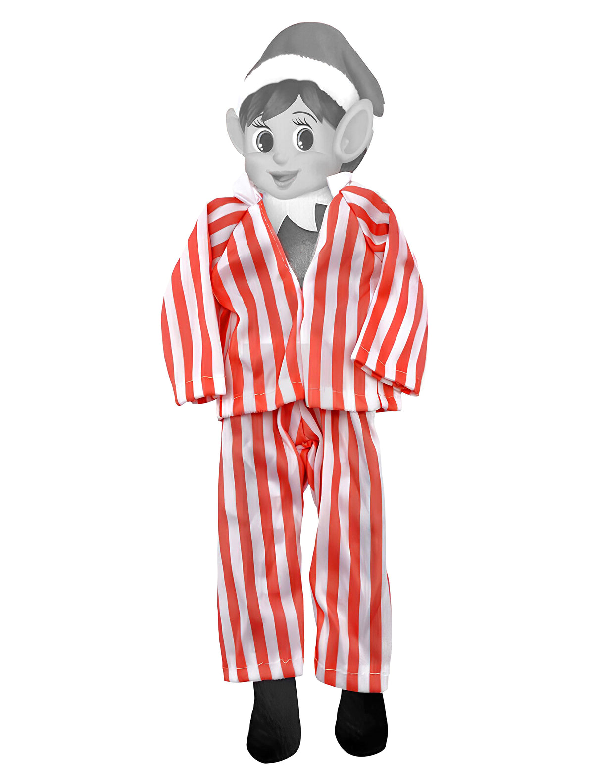Pyjama de lutin farceur pour poupée à rayures rouges et blanches