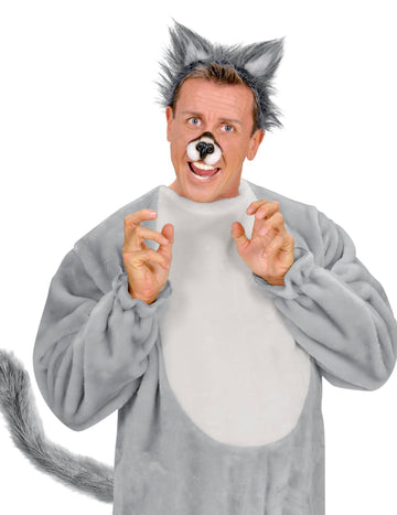 Šedý vlčí chvost pre dospelých z umelého kožucha