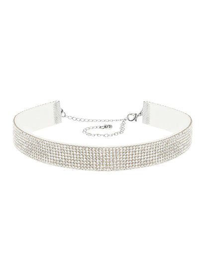 Biely štrasový choker pre dospelých