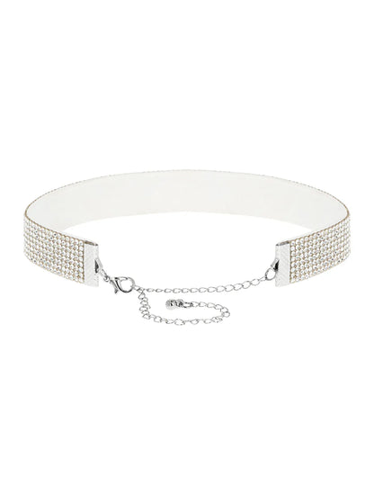 Biely štrasový choker pre dospelých