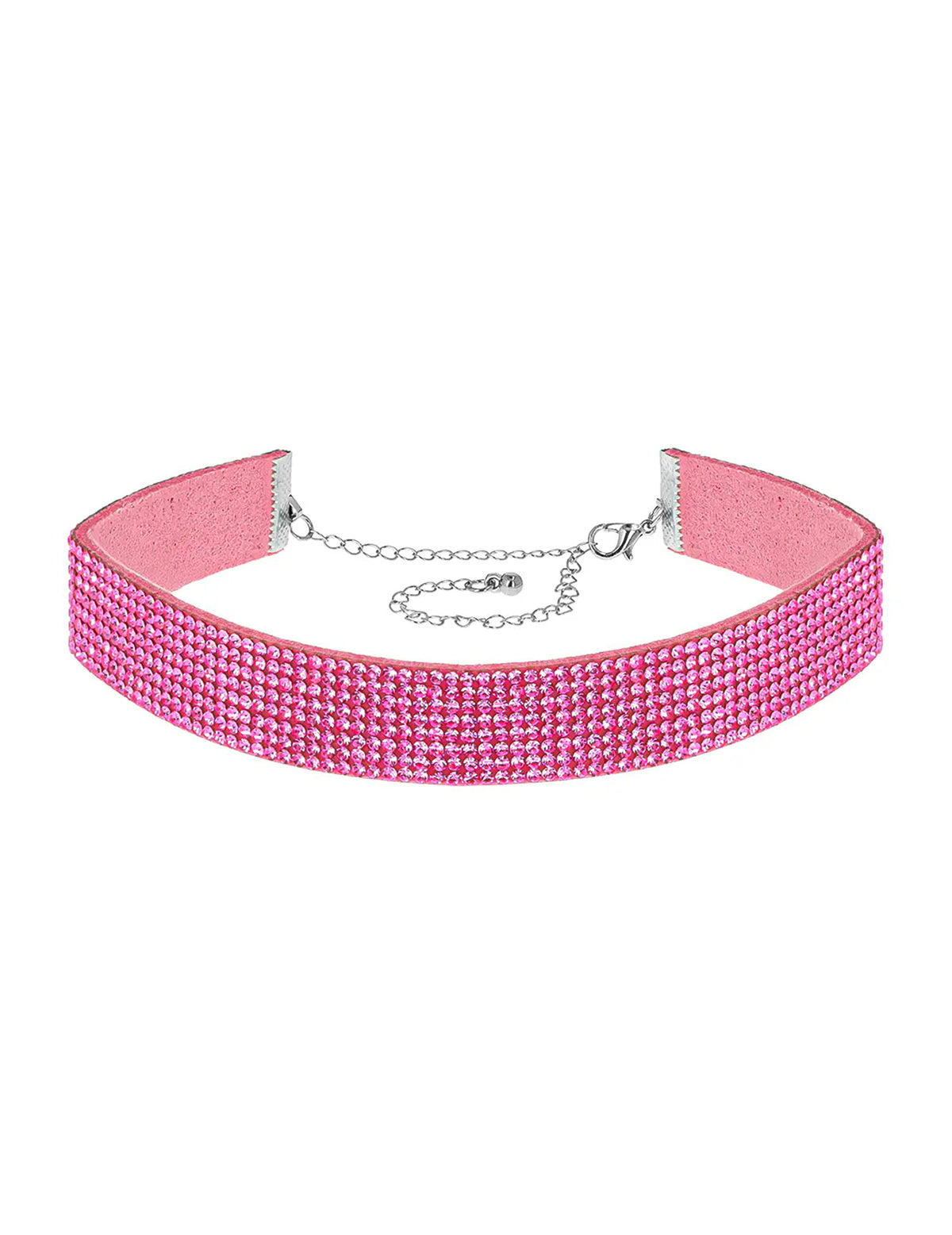 Ružový choker so štrasom pre dospelých