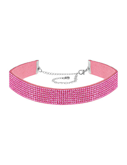 Ružový choker so štrasom pre dospelých