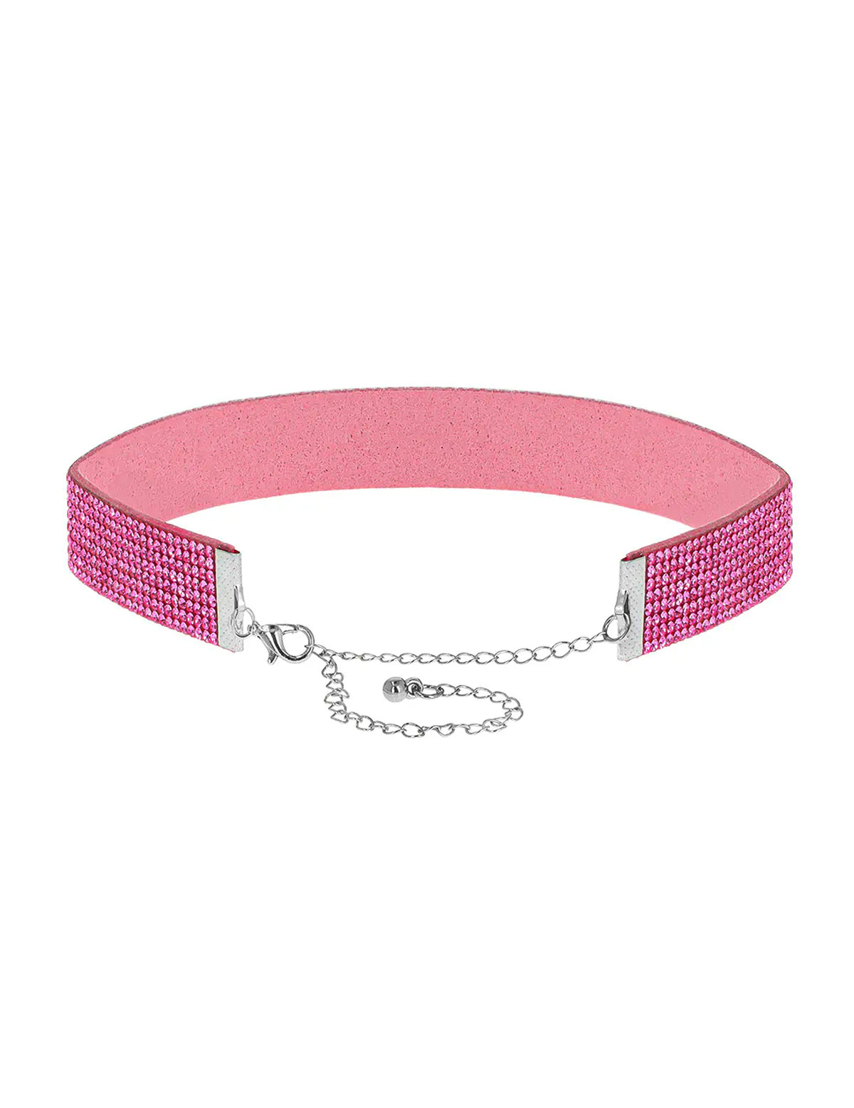 Ružový choker so štrasom pre dospelých