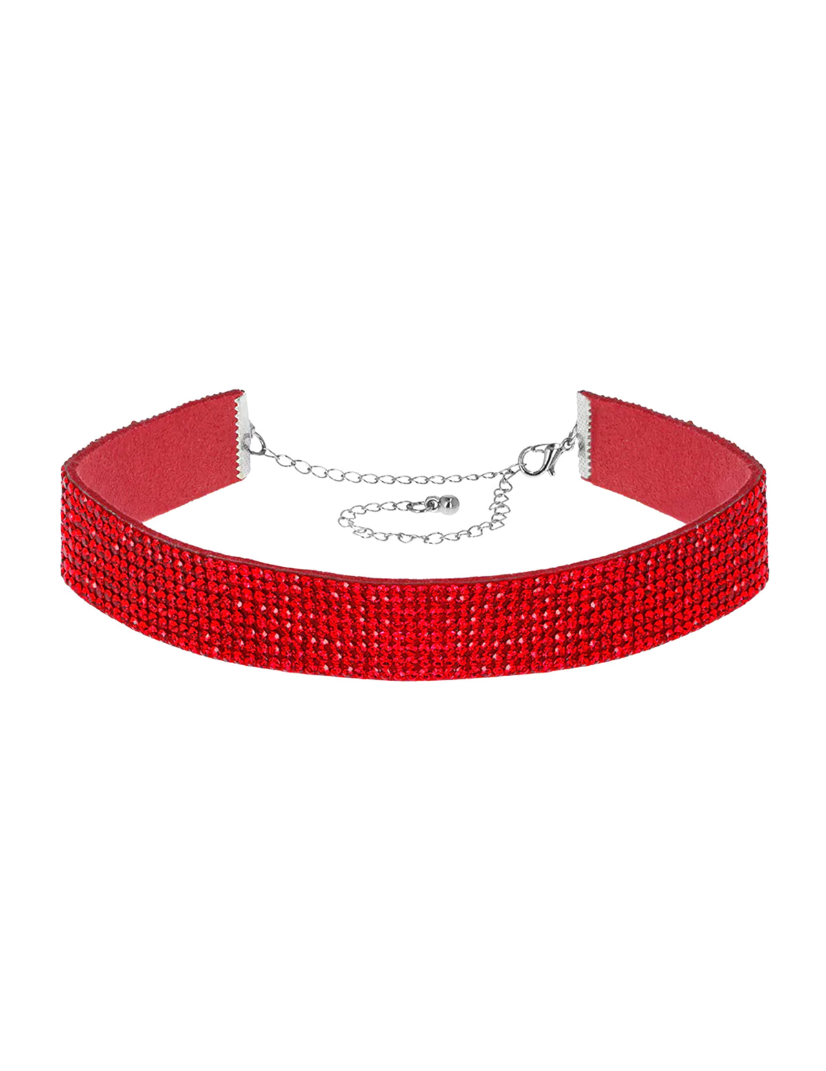 Červený choker s kamienkami pre dospelých