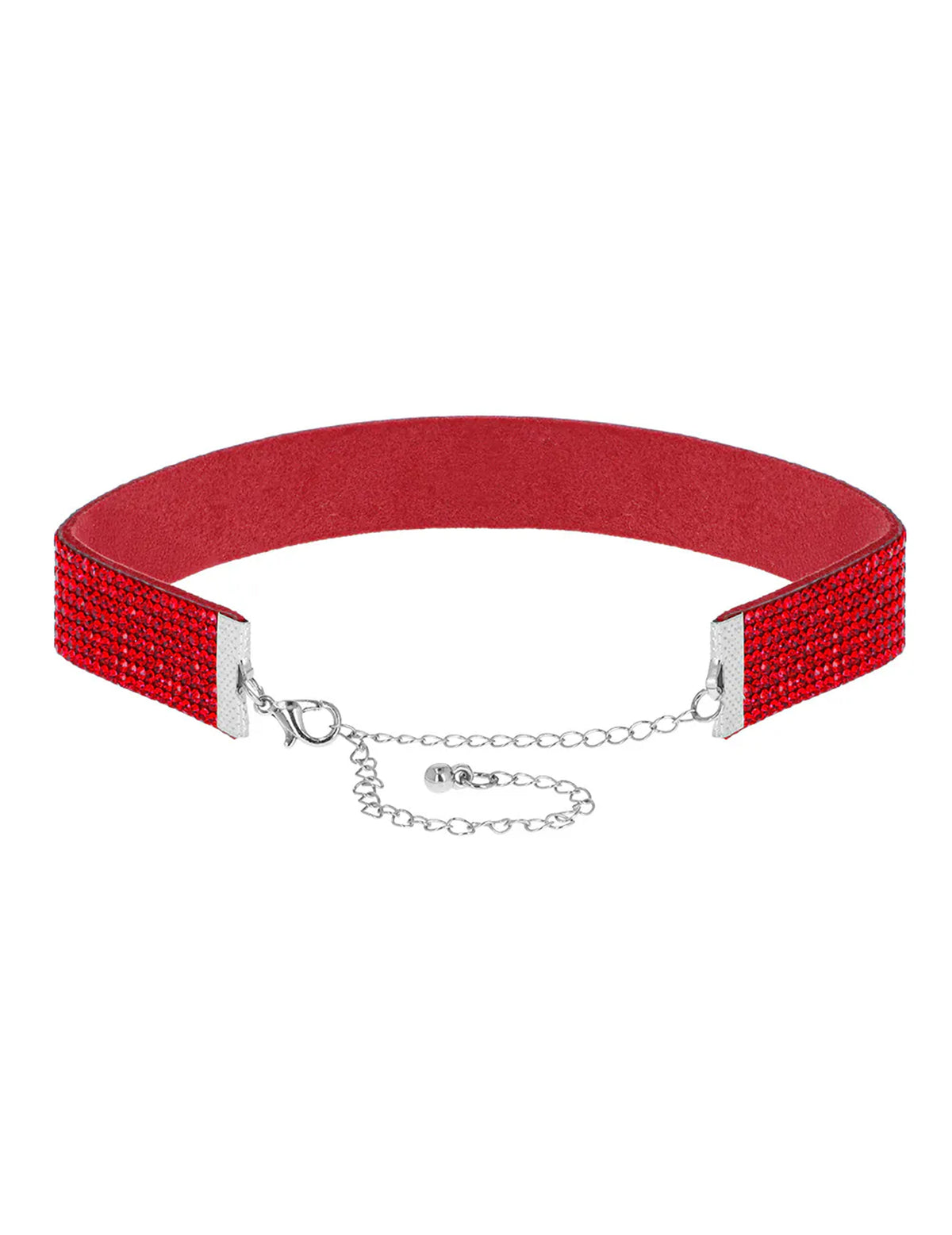 Červený choker s kamienkami pre dospelých