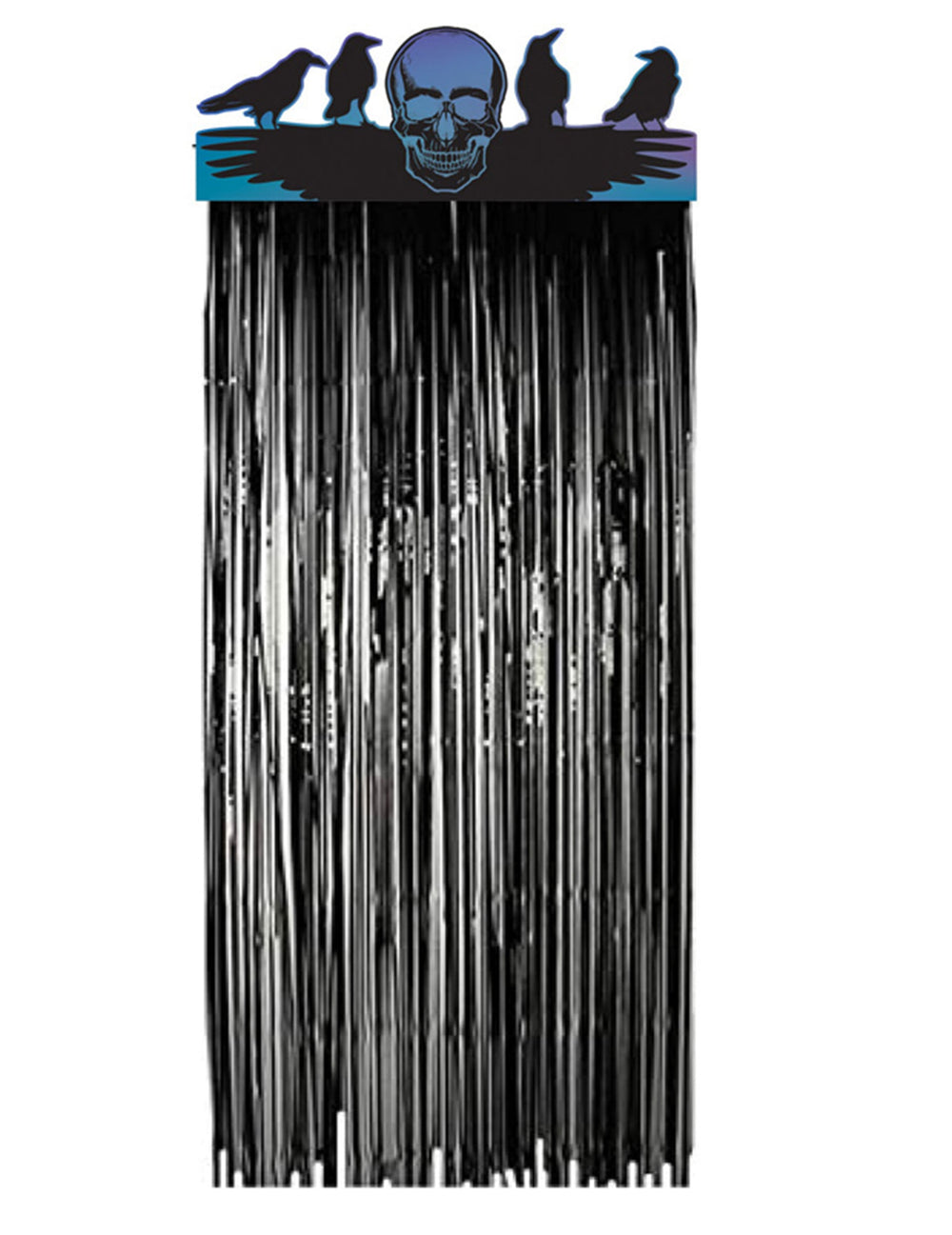 Rideau de porte Boneshine Fever noir avec motif crâne et corbeaux