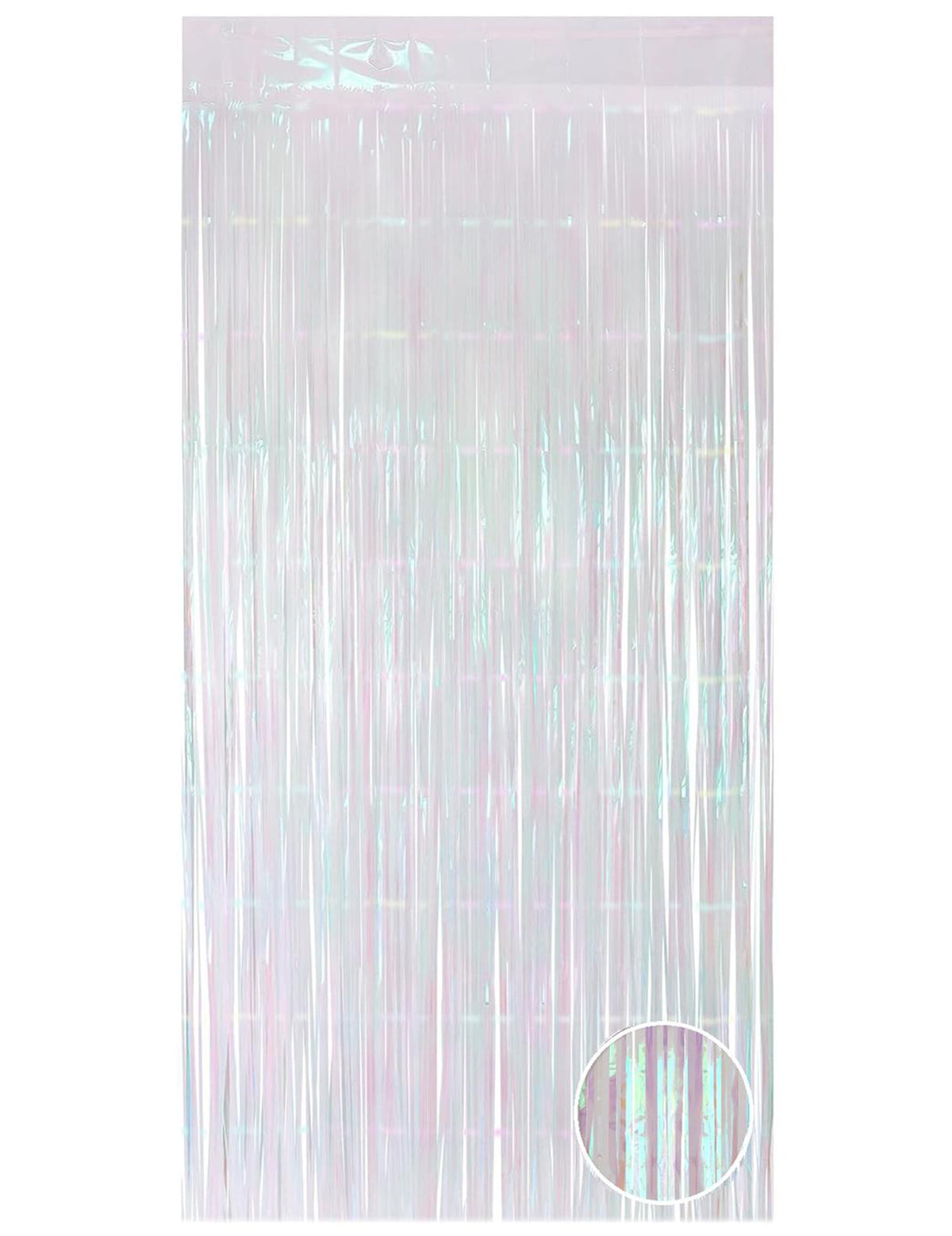 Rideau lamé sur adhésif iridescent pour déco festive blanc nacré