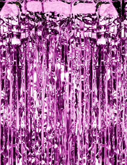 Trblietavý záves s fuchsiovými strapcami 1 x 2,5 m na dekoráciu