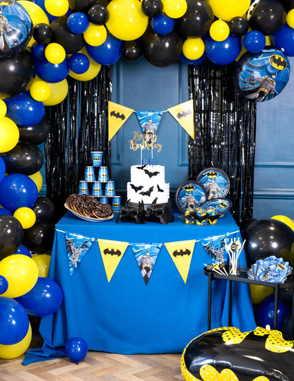 Ambiance d'anniversaire Batman du rideau scintillant pour fête noir