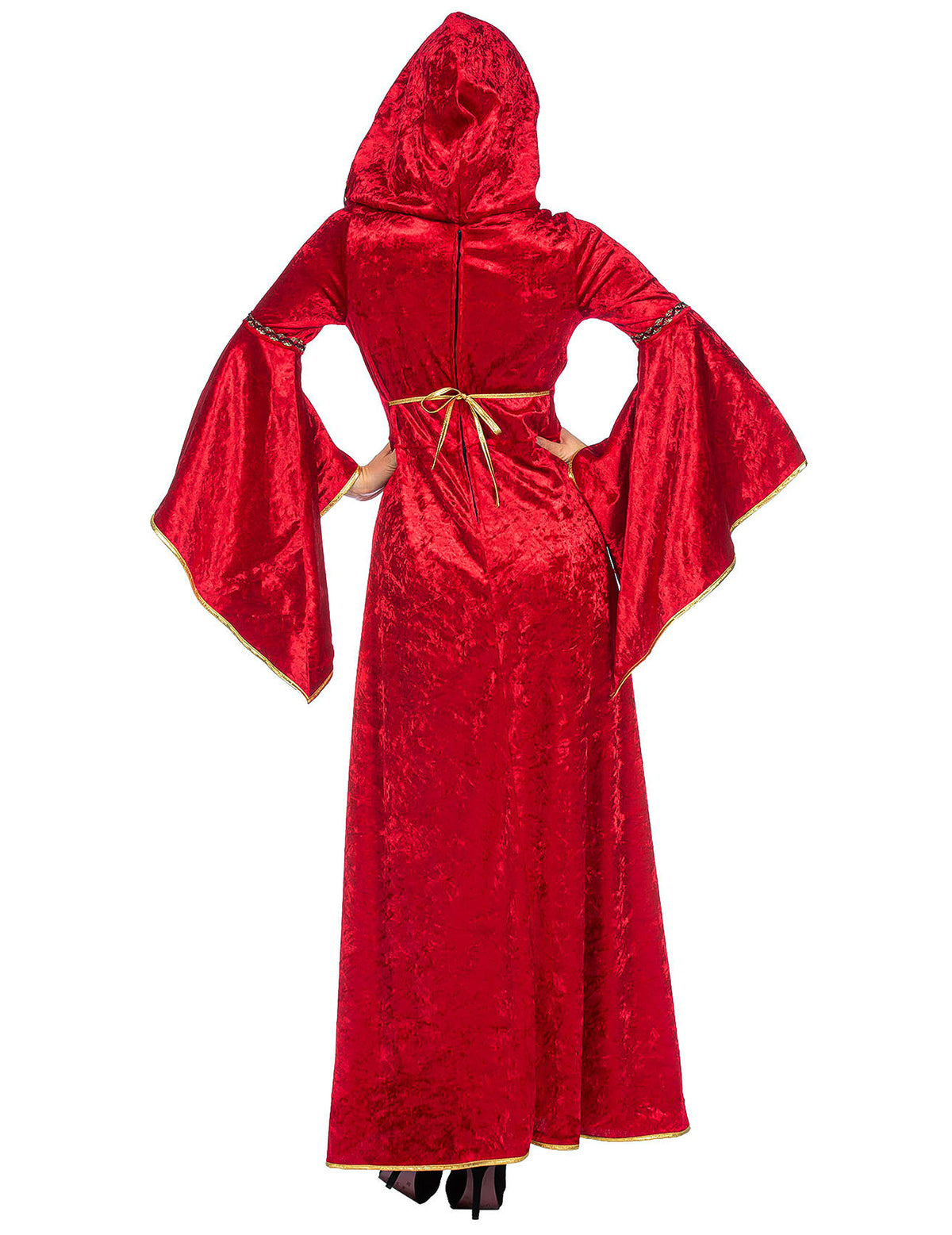 Robe médiévale longue à capuche rouge luxe femme