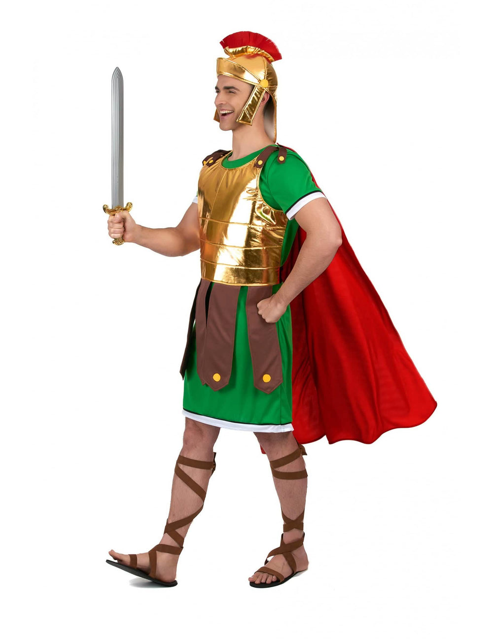 Pohľad zboku na rímsky centurionský kostým pre muž