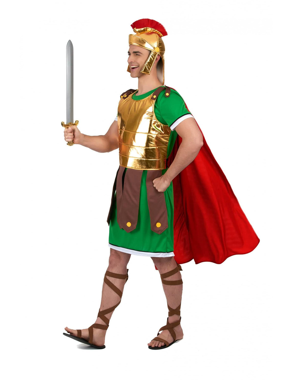 Pohľad zboku na rímsky centurionský kostým pre muž