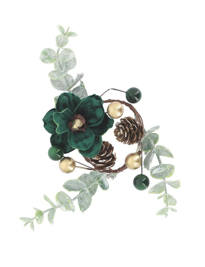 Krúžok na servítky Elegance, tmavozelený zamat a zlatá 14 cm