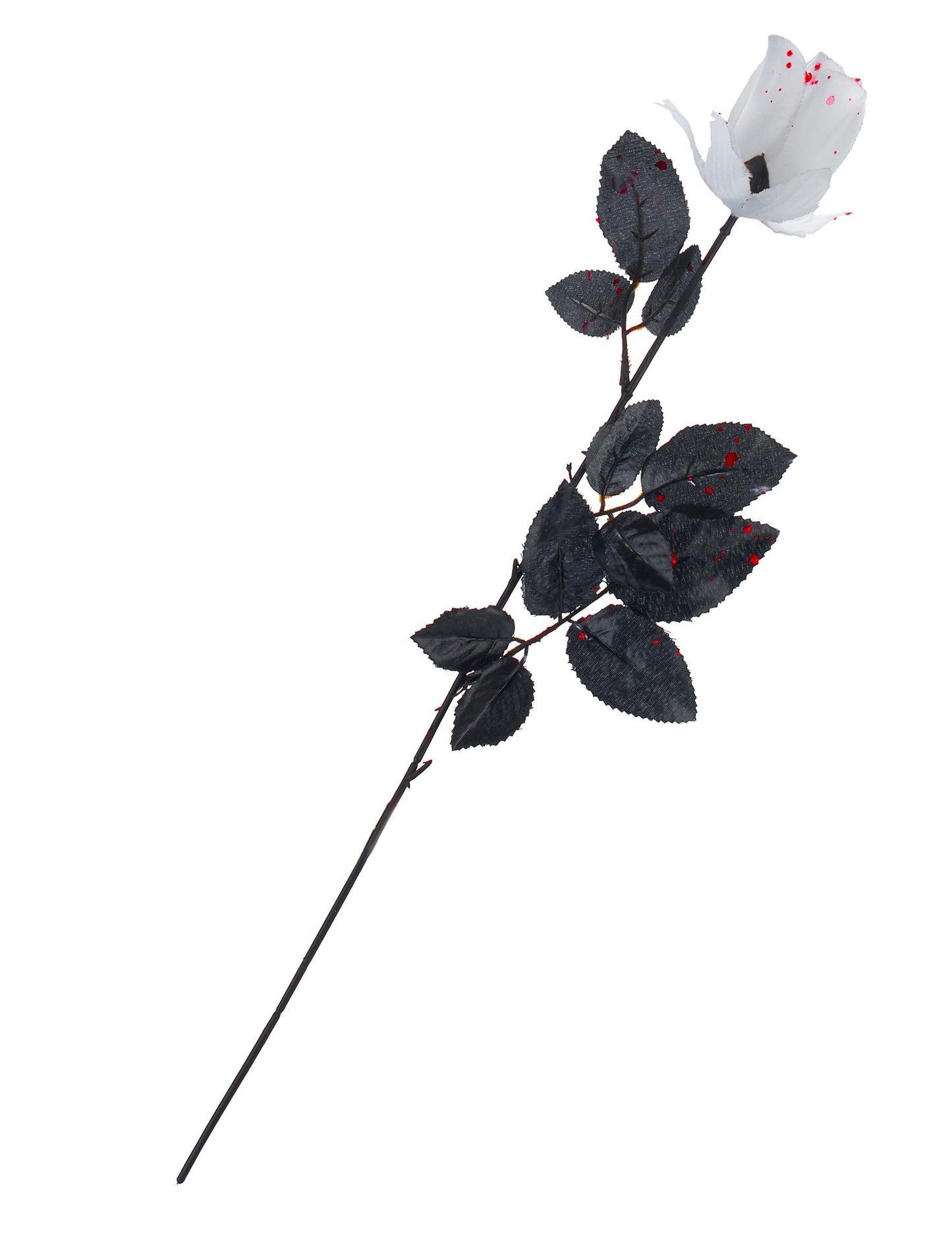 Biela a čierna krvavá ruža Halloween so škvrnami krvi