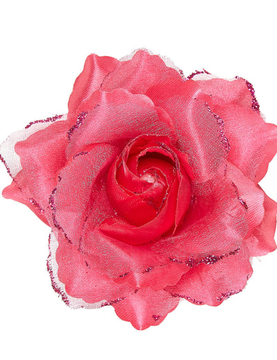 Rose pour cheveux pour femme fuchsia à paillettes