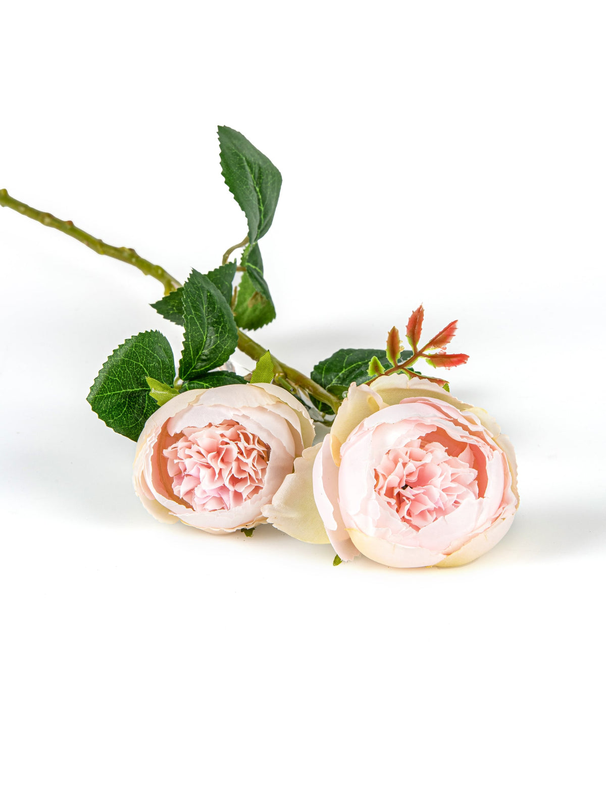 Roses artificielles rose pastel sur tige pour décoration lot de 2