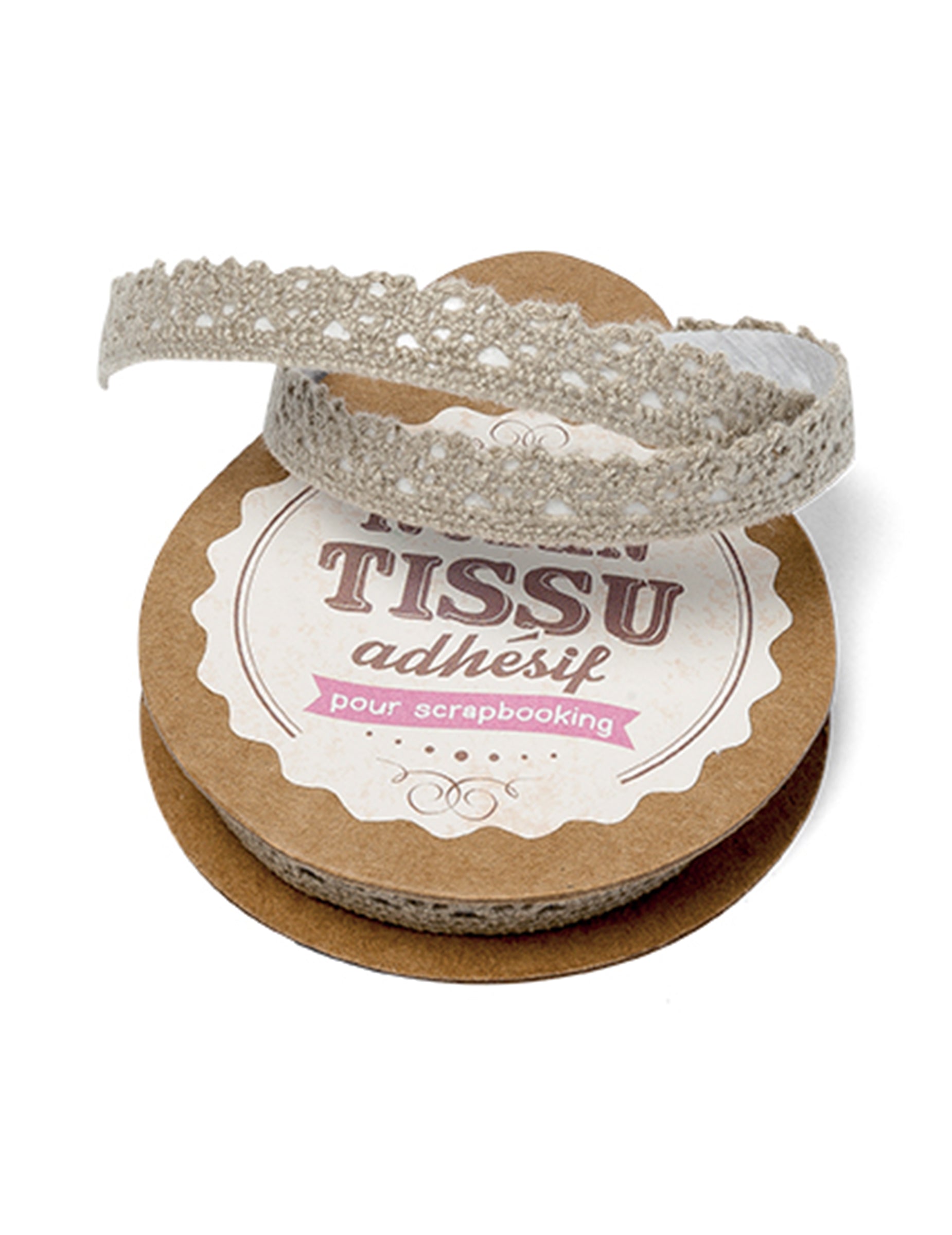 Ruban adhésif dentelle pour scrapbooking taupe
