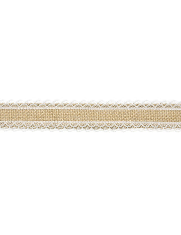Stuha v prírodnom jutovom plátne a čipkovom okraji 4 cm x 5 m