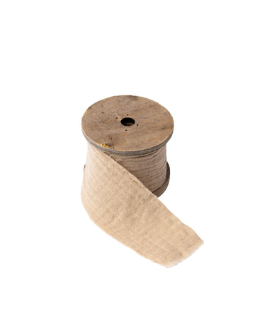 Béžová bavlnená gázová stuha 4,5 cm x 3 m bohémsky štýl