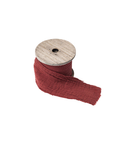 Ruban gaze de coton pour décoration bohème terracotta