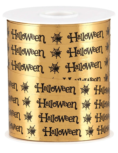 Halloweenska stuha zlatá 10 mm x 25 m
