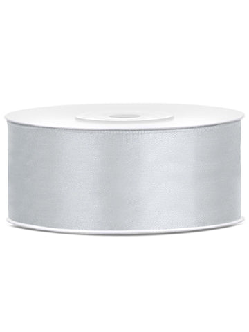 Strieborná saténová stuha 2,5 cm x 25 m