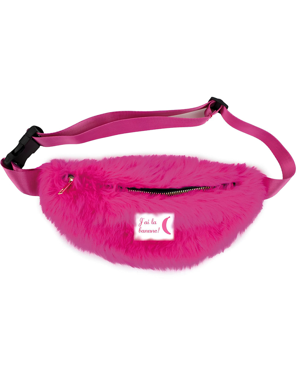 Sac banane à poils pour adulte rose fuchsia
