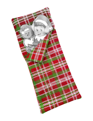 Sac de couchage avec oreiller pour lutin farceur rouge et vert à carreaux