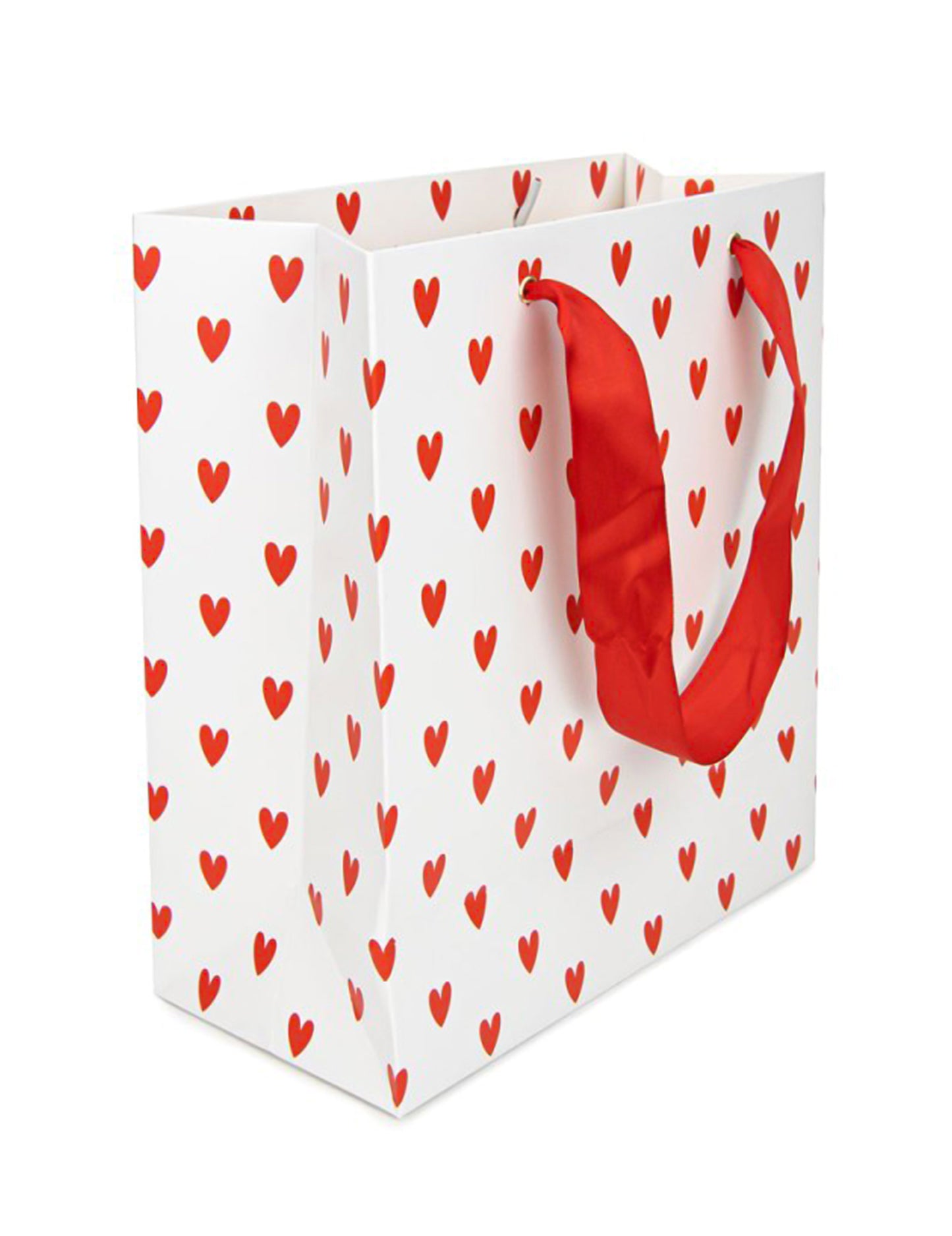 Papierová taška s malými červenými srdiečkami, 28 x 25 cm