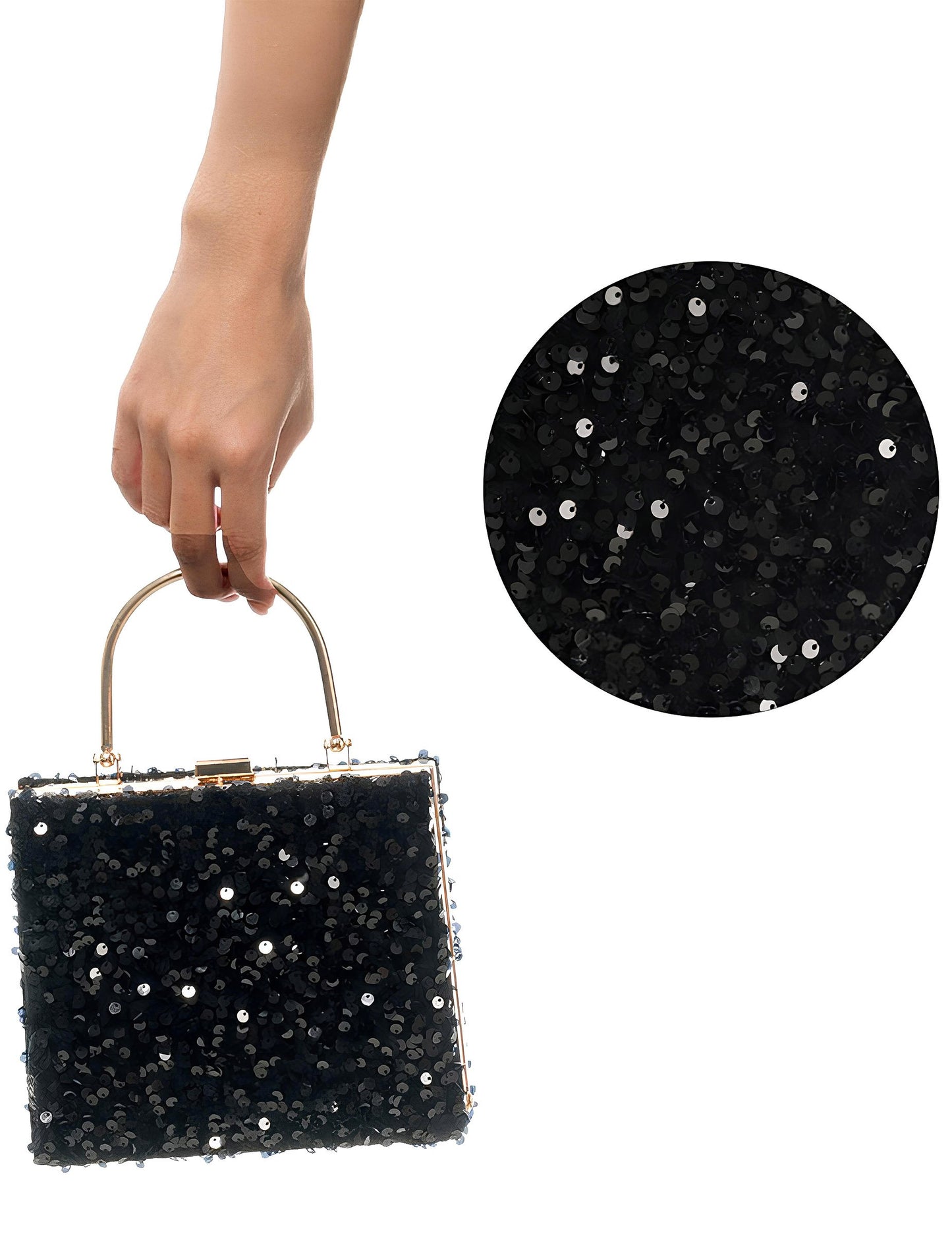 Čierna zamatová a flitrovaná kabelka